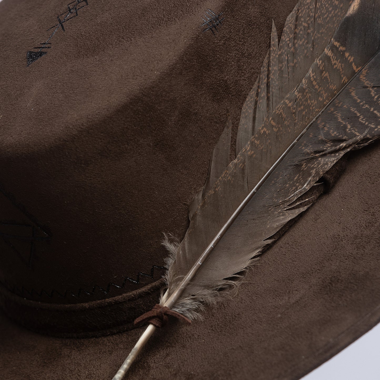 ''Taino Symbols'' Cordoban in dark-brown suede