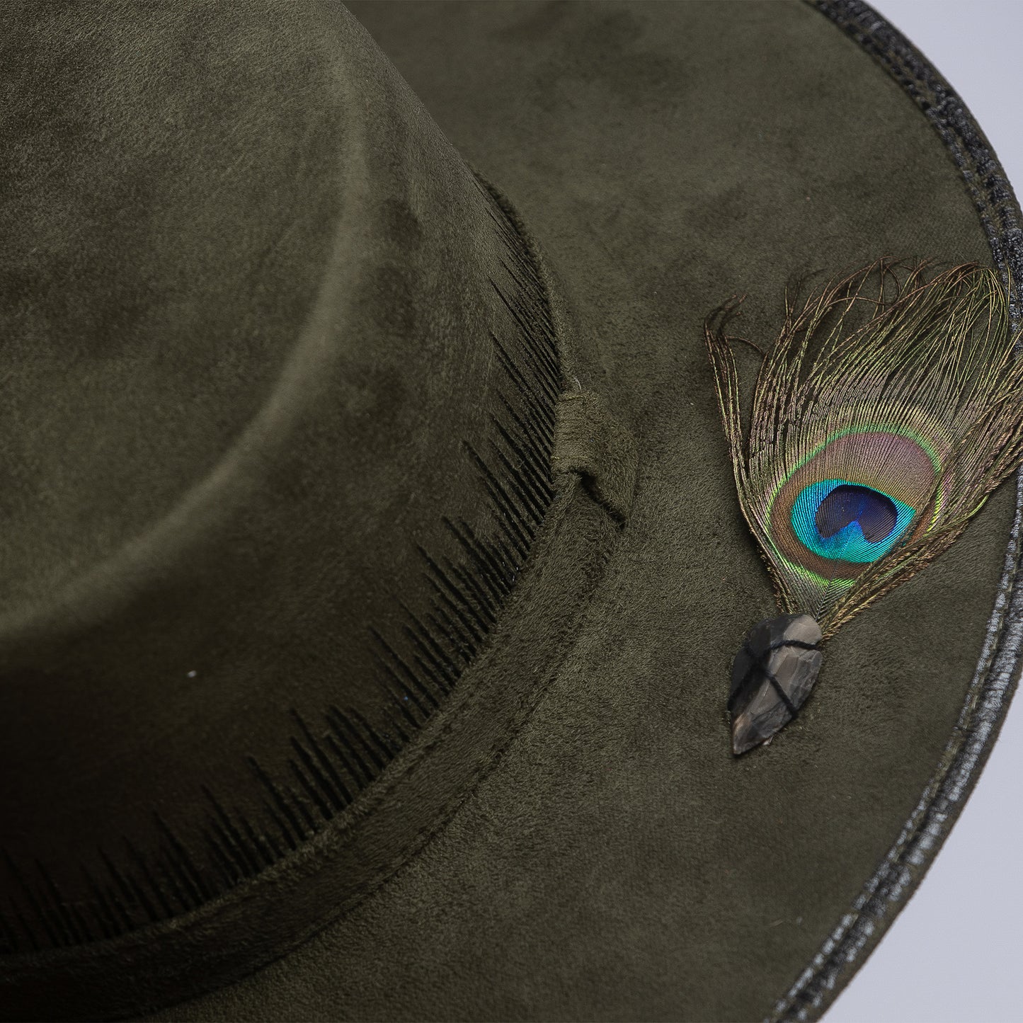 ''Peacock Feather'' Cordoban in olive suede